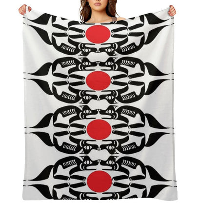 Coast Salish Wolf Shrink-resistant Throw Blanket