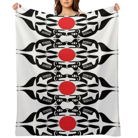 Coast Salish Wolf Shrink-resistant Throw Blanket