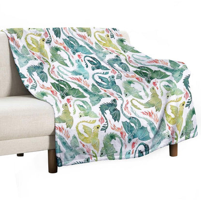 Dragon Fire Turquoise & Green Gift-ready Throw Blanket