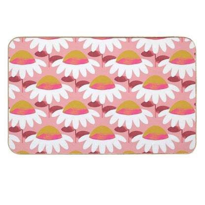 Floral Simplicity - Pink And Ochre  Stain-Proof Bath Mat