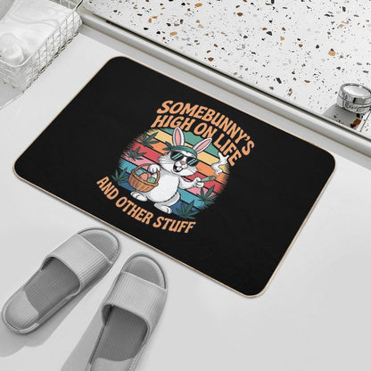Happy 420 Easter Smoking Weed Funny Some Bunny's High  Absorbent Bath Mat
