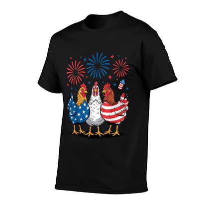 Funny Patriotic Chickens USA 4th of July Chicken Lover  Stretchy T-Shirt