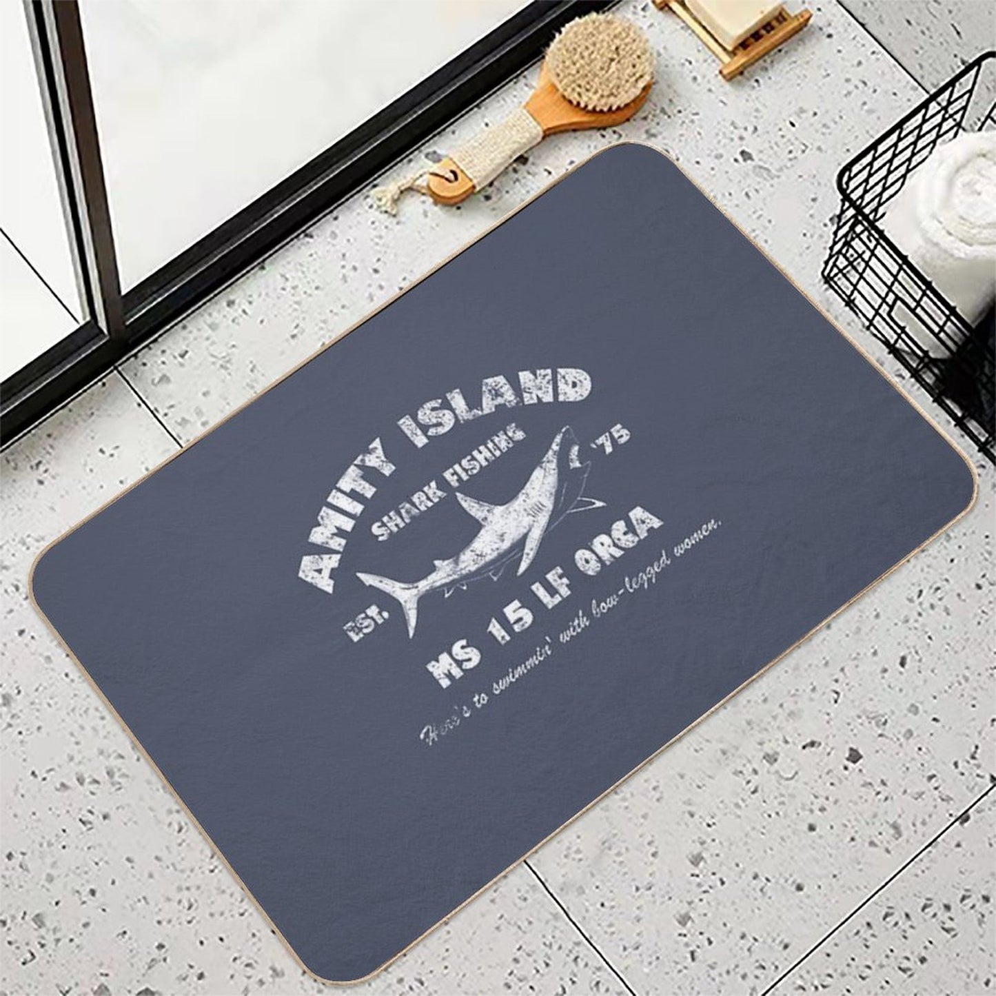 Amity Island Shark Fishing Est - 1975  Pet-Safe Bath Mat