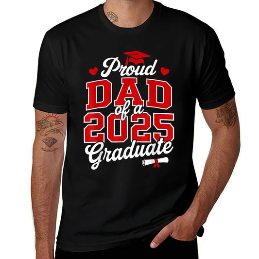 Proud Dad of A Class of 2025 Graduate Senior Graduation  Ribbed Collar T-Shirt