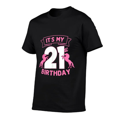 It's My 21st Birthday Horse Theme Bday Party Celebration 21  Easy-care T-Shirt