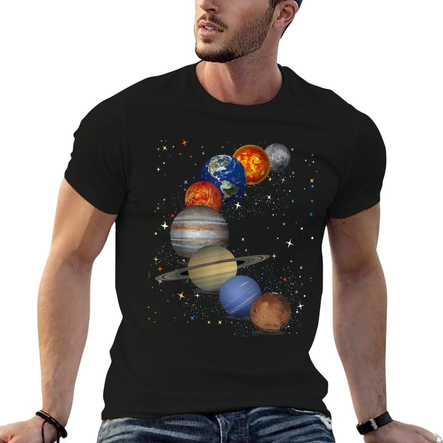Universe Galaxy Planets Sun Astronomy Outer Space Science  Eco-friendly Material T-Shirt