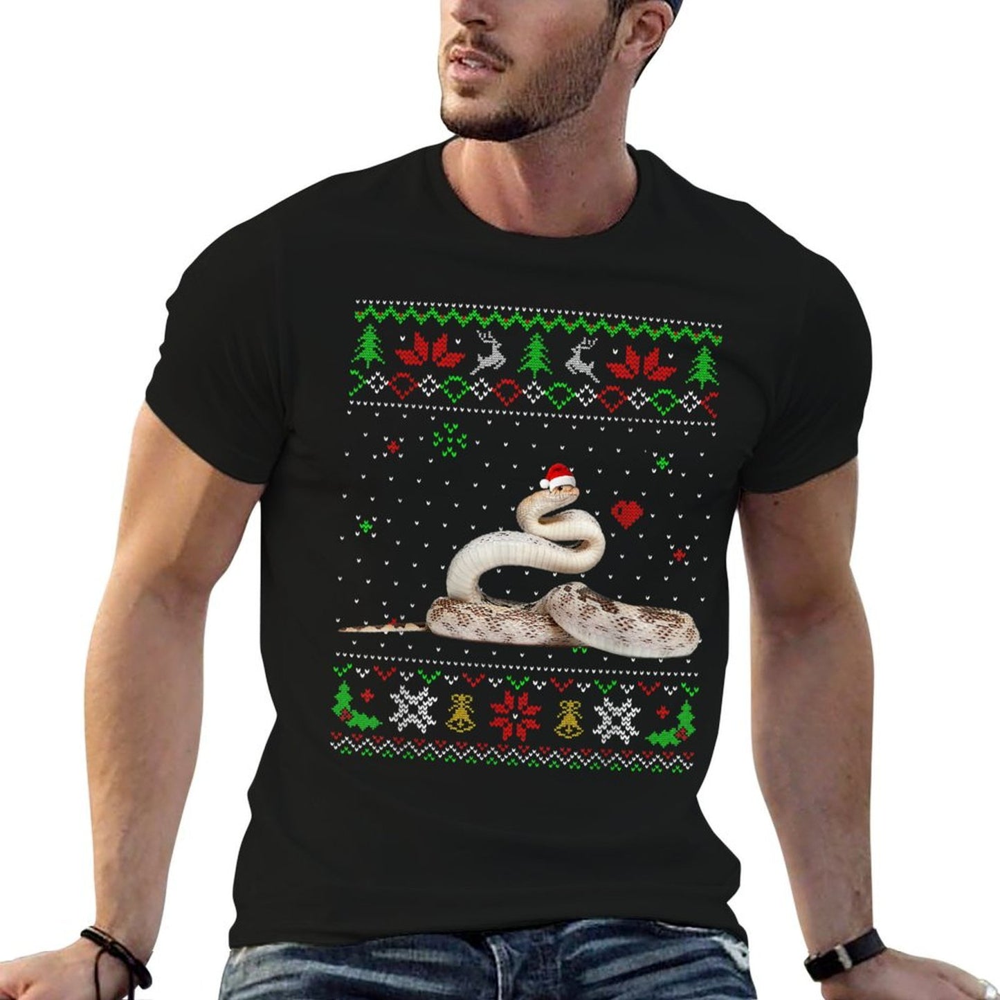Ugly Christmas Pajama Sweater Snake Animals Lover  Summer-ready Fabric T-Shirt
