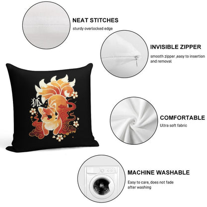 Kitsune Kawaii Soft Shrink-Resistant Throw Pillow