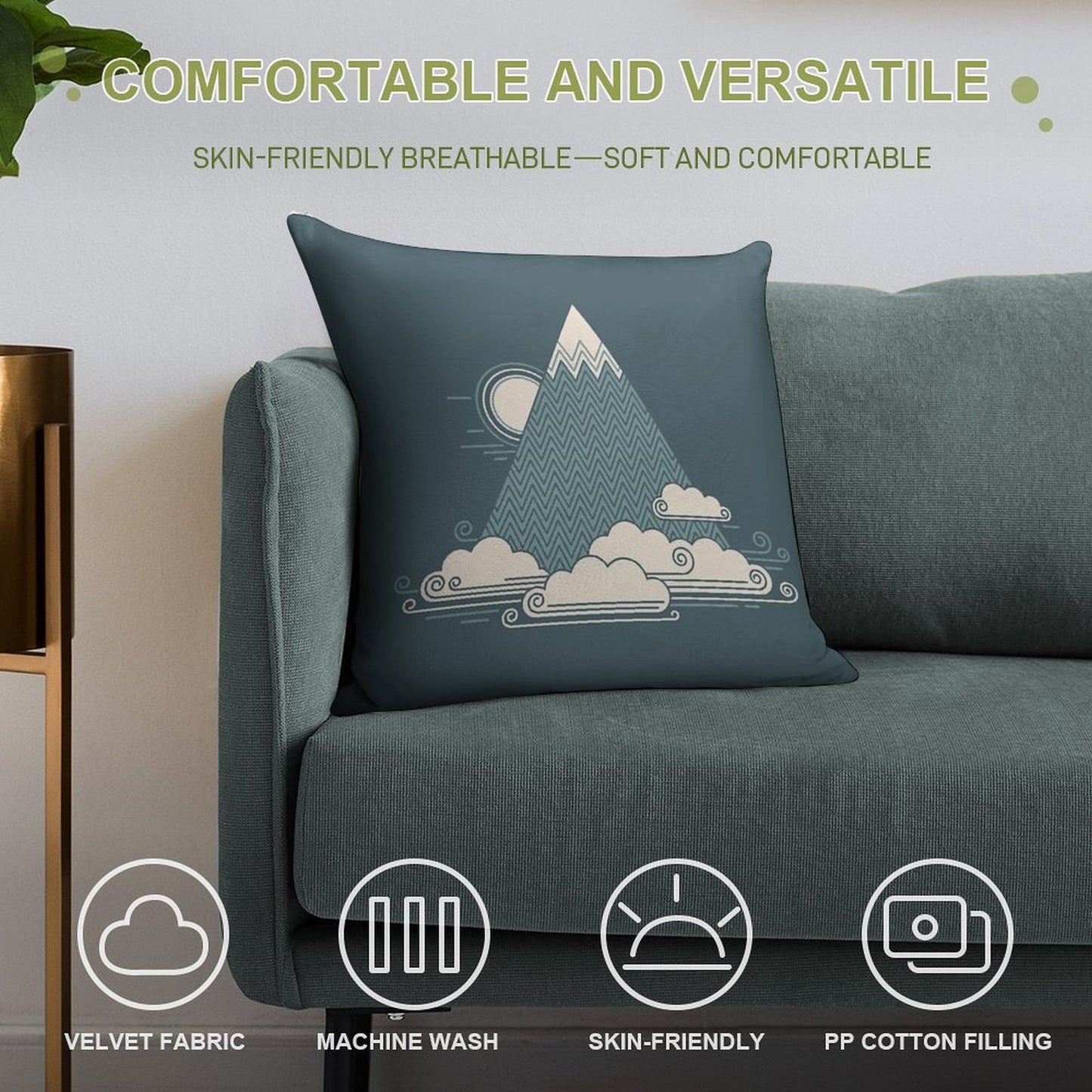 Cloud Mountain Soft Durable Construction Throw Pillow