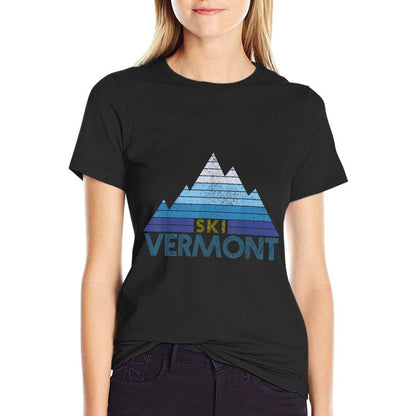 Vermont Ski Souvenir Vintage Mountain Sports Winter Sports  Relaxed-fit T-Shirt