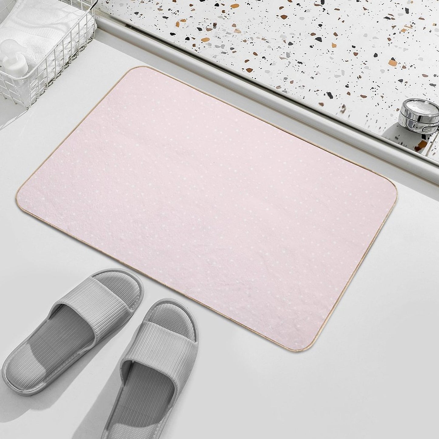 Pink And White Stars  Eco-Friendly Bath Mat
