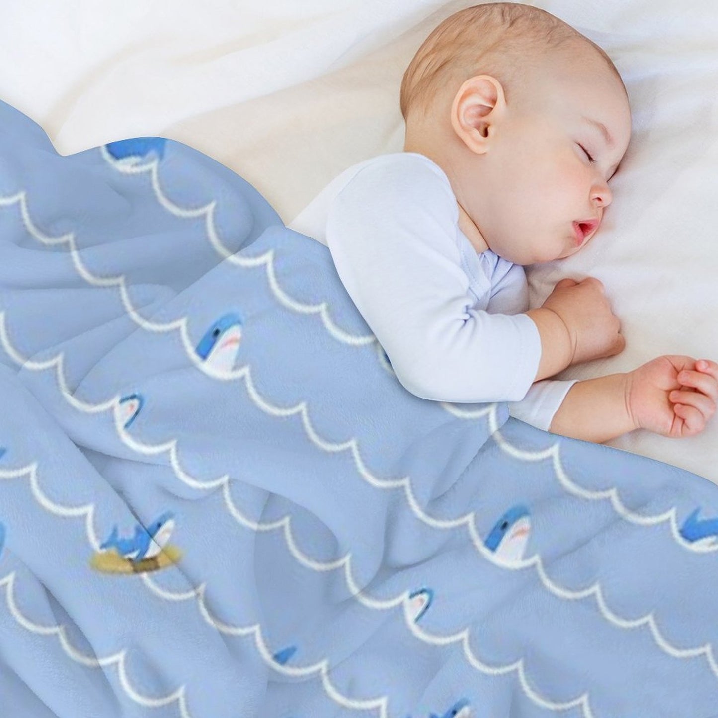Brucie Blahaj Shark Riding The Wave Pattern Durable Throw Blanket