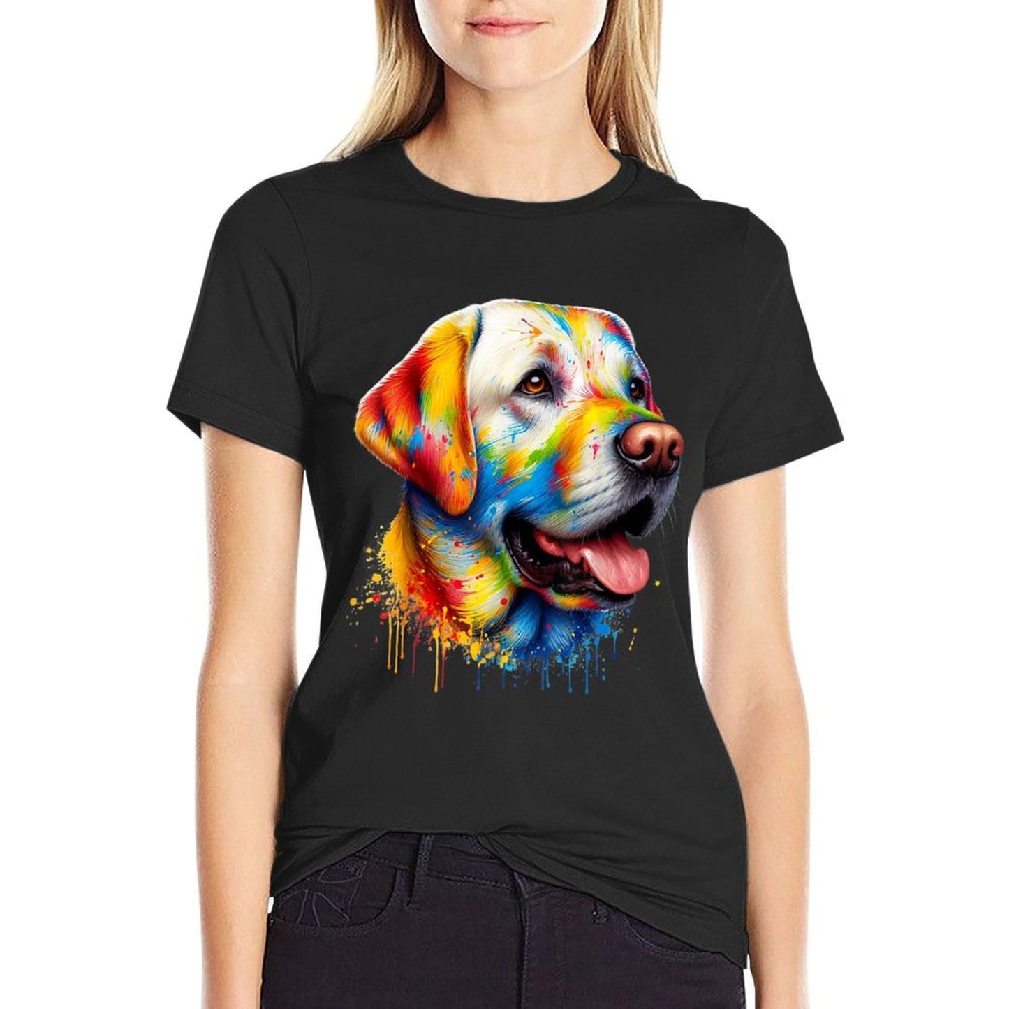Colorful Canine Chaos Labrador Retriever Frenzy  Wrinkle-resistant T-Shirt
