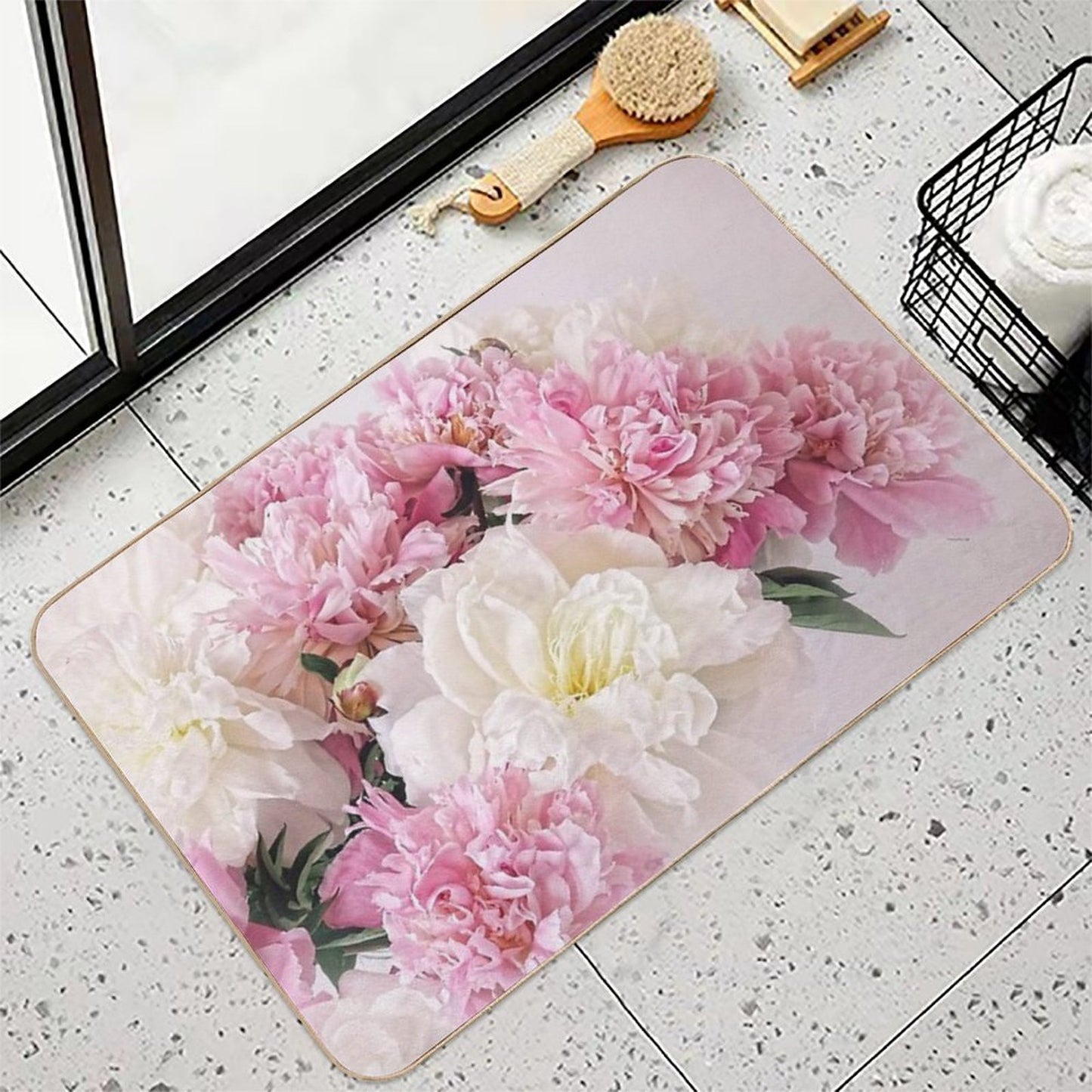 Peonies  Fade-Resistant Bath Mat