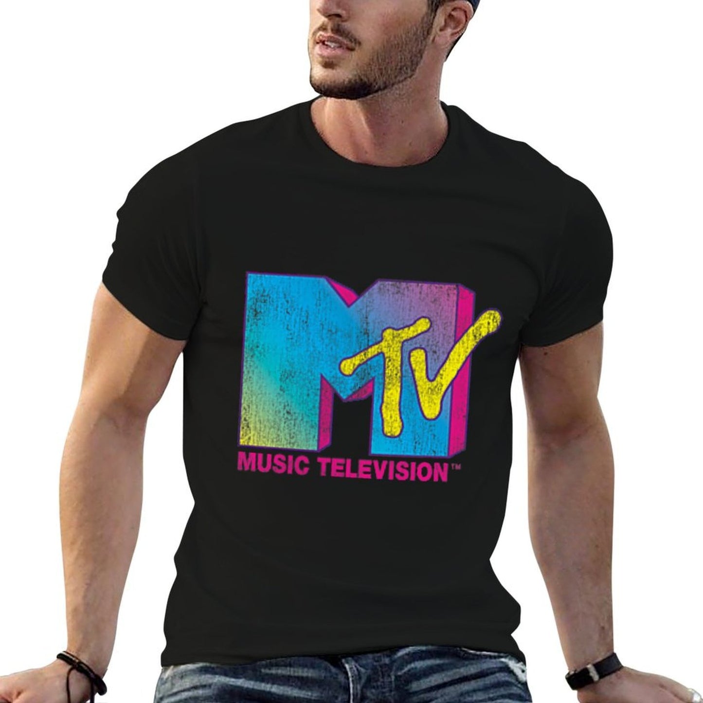 MTV Colorful Pocket Logo Music Television Graphic  Affordable Price T-Shirt