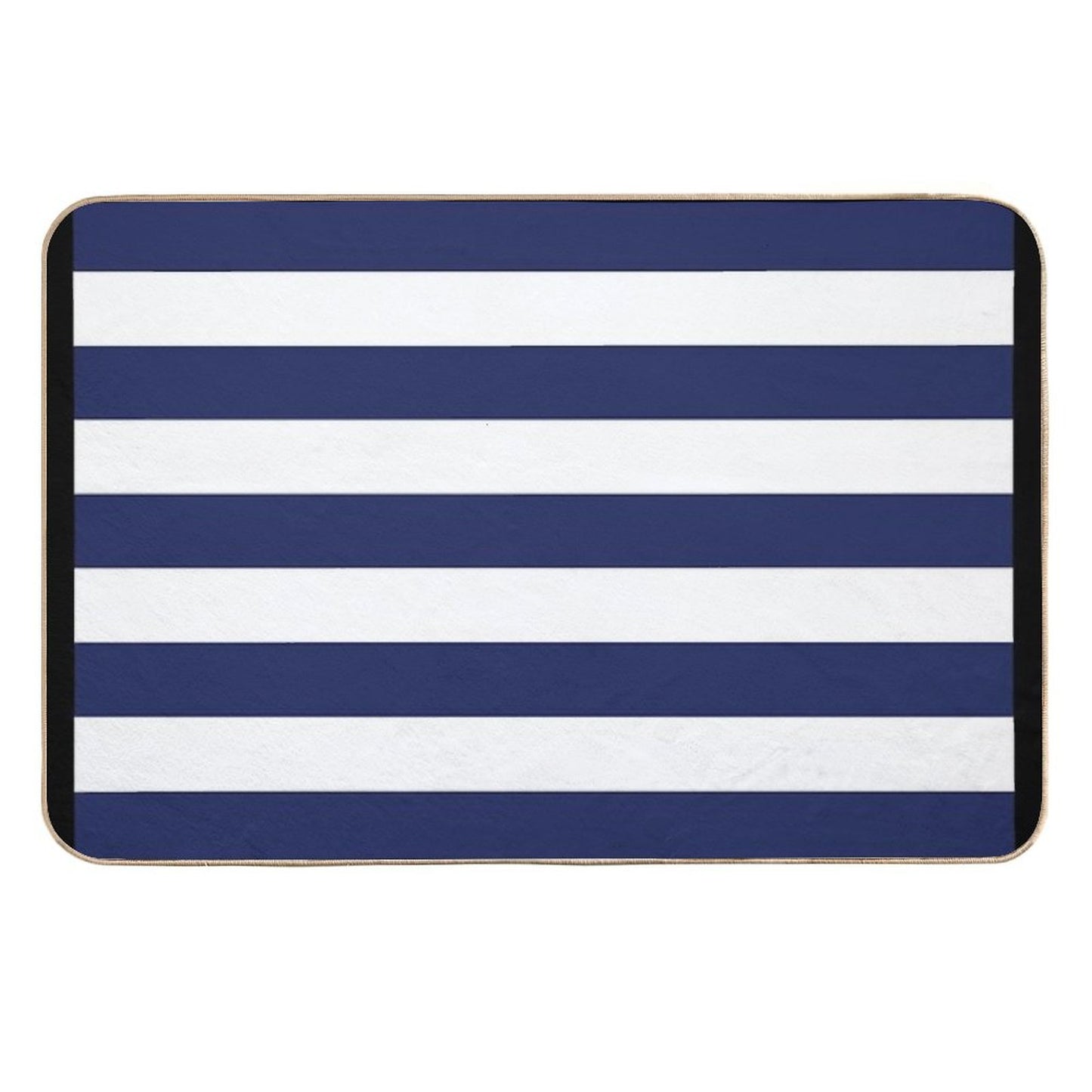 Navy Blue And White Stripes  High-Traffic Bath Mat