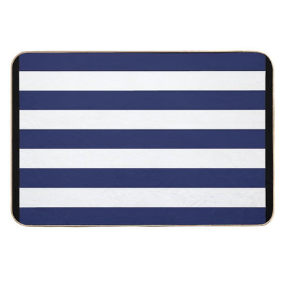 Navy Blue And White Stripes  High-Traffic Bath Mat
