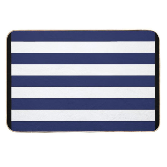 Navy Blue And White Stripes  High-Traffic Bath Mat