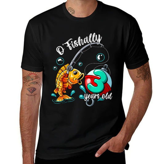 Kids O'fishally 3 Years Old 3rd Birthday Fishing  Tagless Design T-Shirt