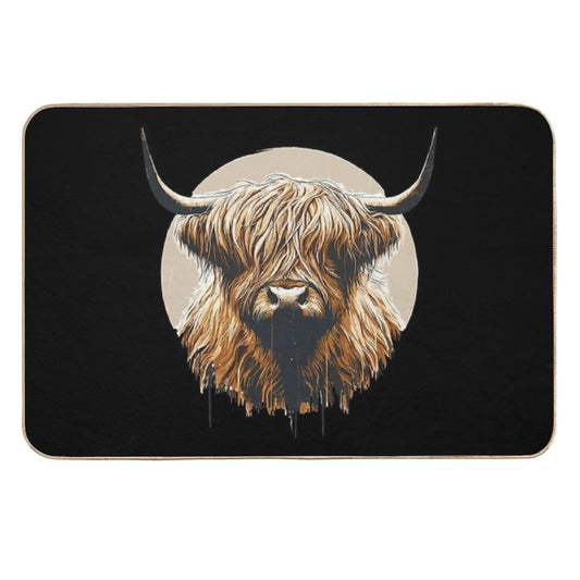 Funny Vintage Scottish Highland Cow Heilan Coo  Fade-Resistant Bath Mat