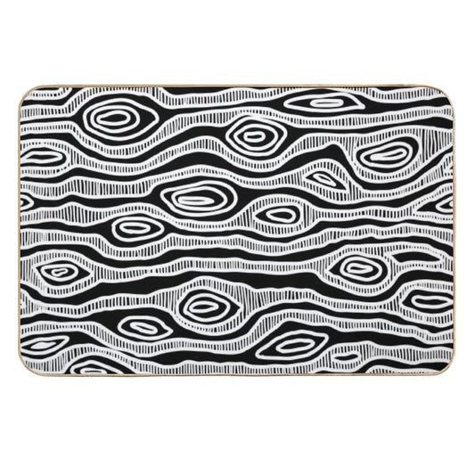 Authentic Aboriginal Art - Tree (white)  Dirt-Trapping Bath Mat