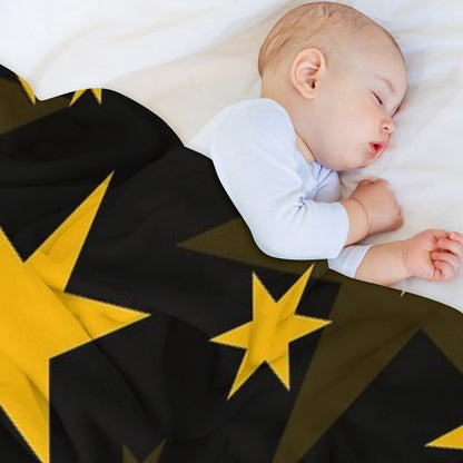 Retro Pop Art Yellow Star Pattern Premium Throw Blanket
