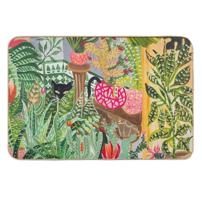 Black Cat in The Garden  Pet-Safe Bath Mat