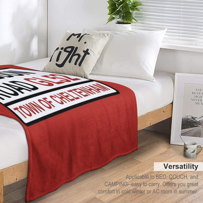 Cheltenham Town Whaddon Road Iconic Street Sign Premium Throw Blanket
