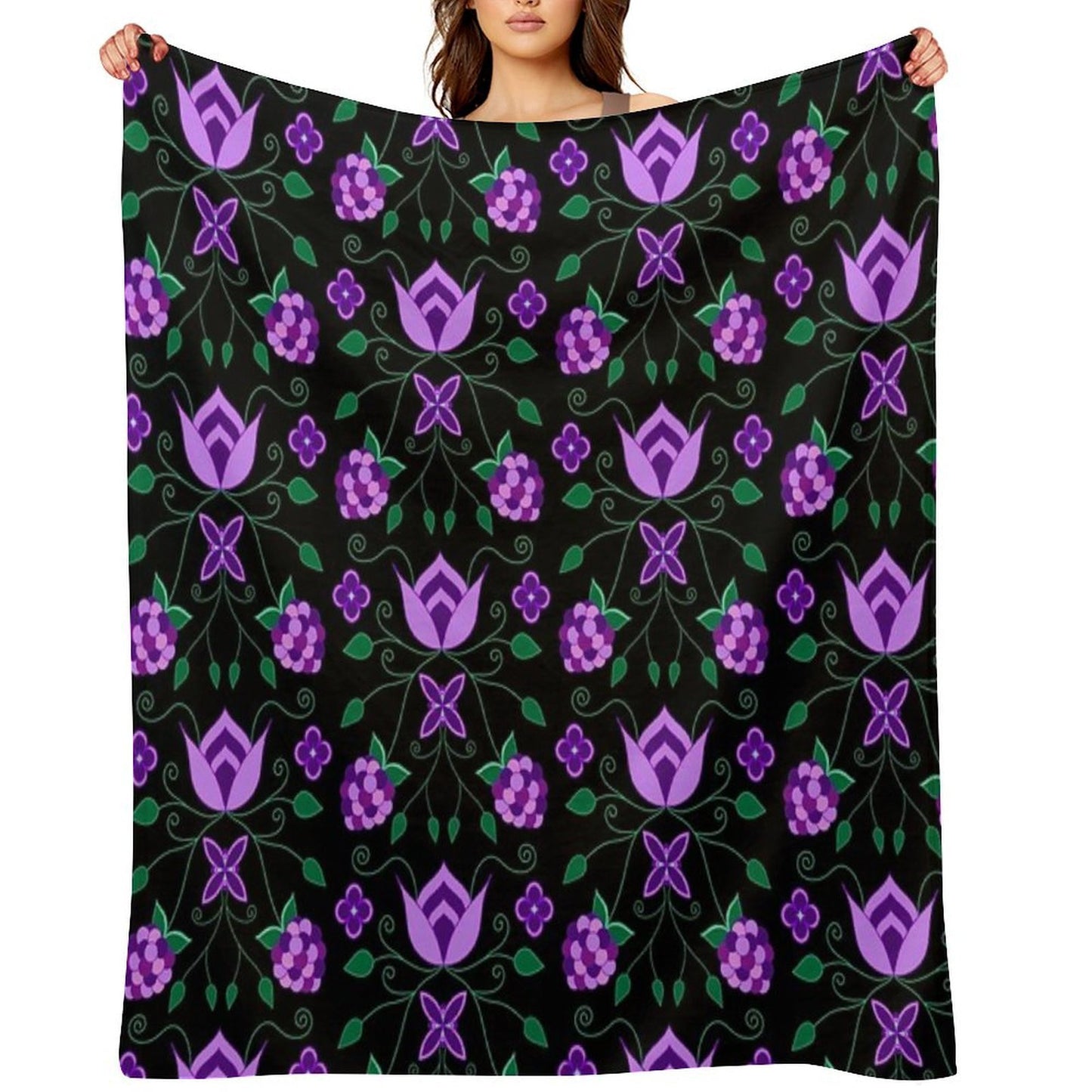 Purple Floral All-season Throw Blanket