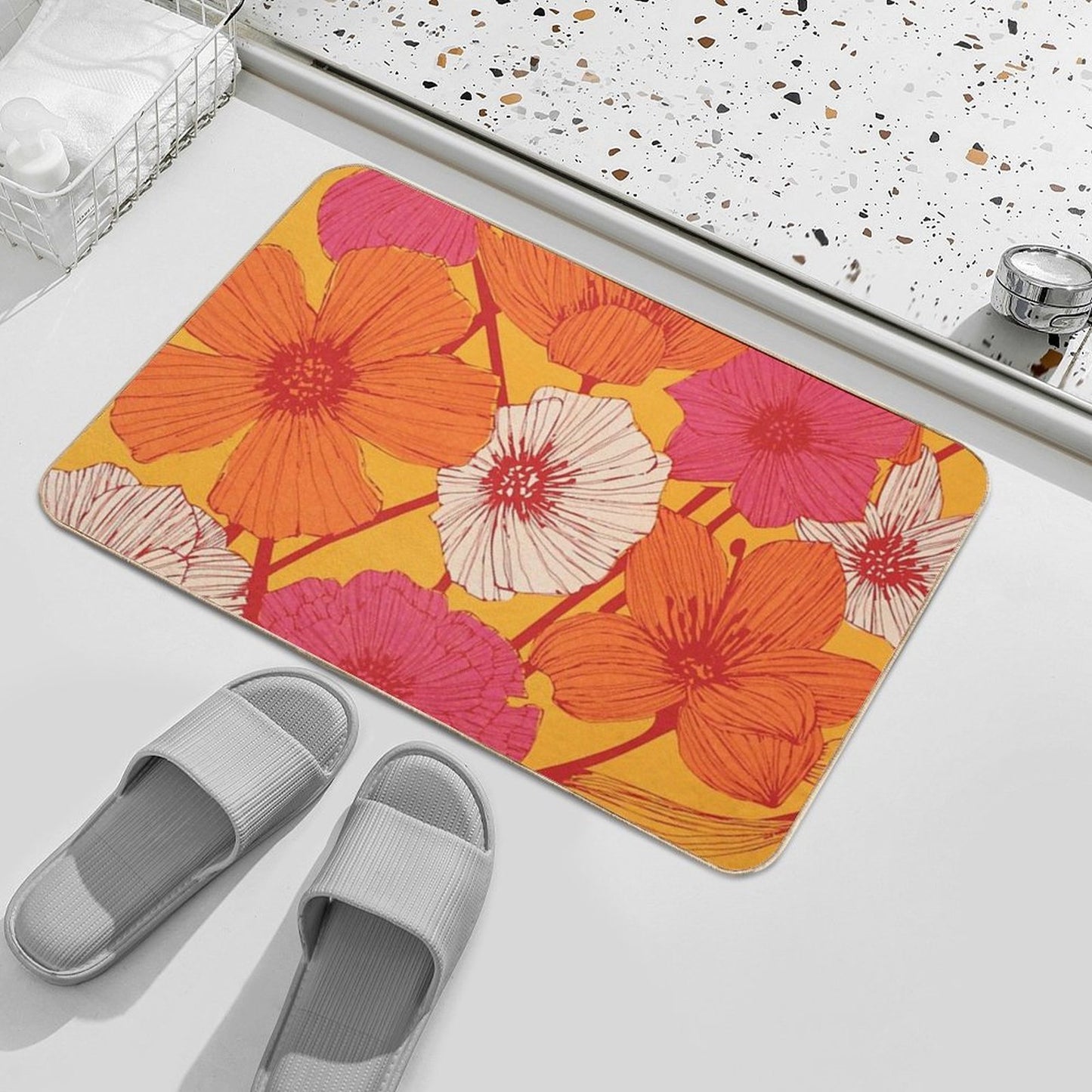 Summer Flowers  High-Traffic Bath Mat