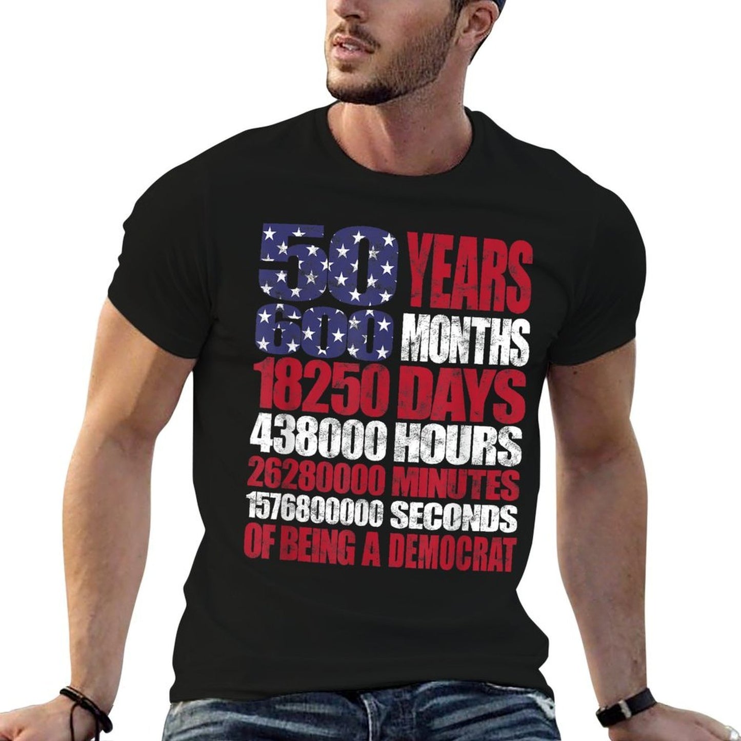 50 Years of Being A Democrat US Patriotic 50th Birthday Gift  Tagless Design T-Shirt