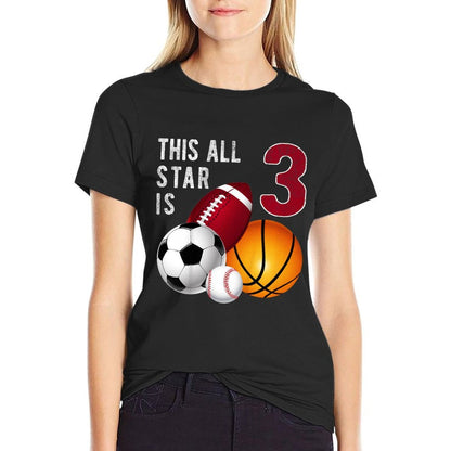 Kids This All Star Is 3 Years Old Gift For Kids Birthday  Summer-ready Fabric T-Shirt