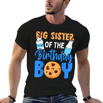 Big Sister of The Birthday Boy Milk And Cookies 1st Birthday  Relaxed-fit T-Shirt