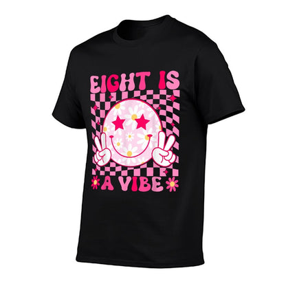 Eight Is A Vibe Birthday Groovy 8 Year Old Girl 8th Birthday  Summer-ready Fabric T-Shirt