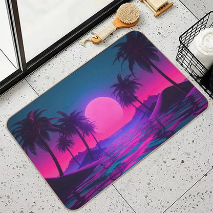 Neon Tides A Vaporwave Celebration of Oceanic Visions  Non-Slip Bath Mat