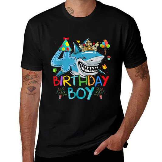 4th Birthday Shark Ocean Theme Party 4 Years Old For Boy  Relaxed-fit T-Shirt
