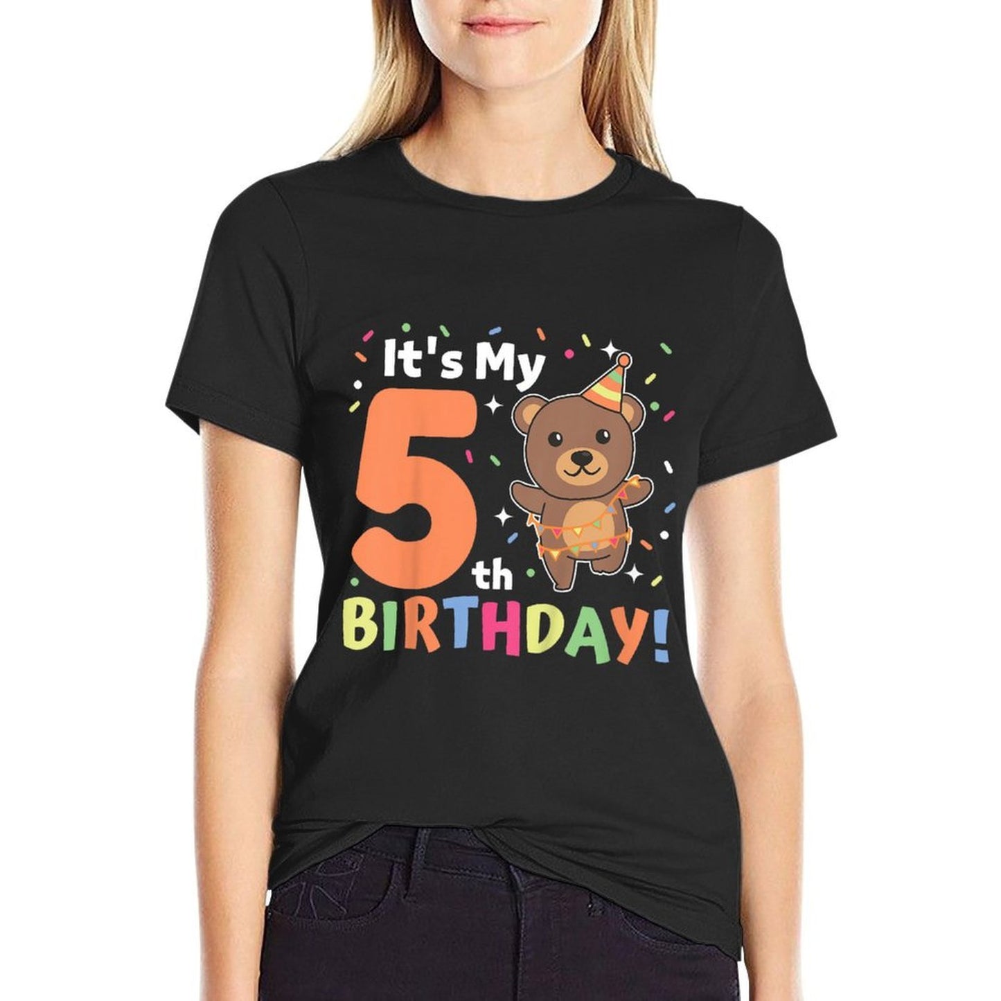 Kids 5th Birthday Bear For Kids Five Years Old  Soft T-Shirt
