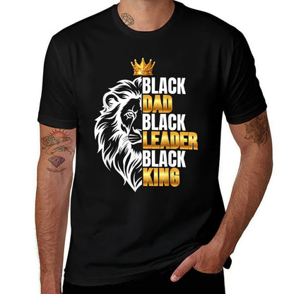 Black Men African Lion Father Day Dad Leader Black King  Relaxed-fit T-Shirt