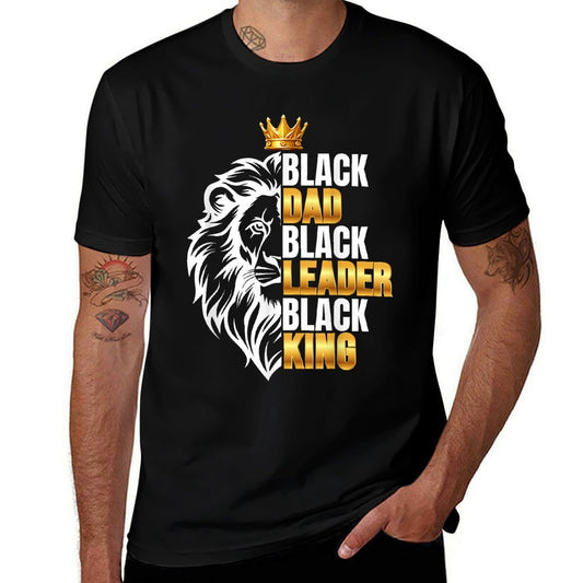 Black Men African Lion Father Day Dad Leader Black King  Relaxed-fit T-Shirt