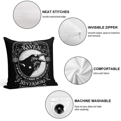 Nevermore - Quoth The Raven - The Raven by Edgar Allen Poe Soft Easy Maintenance Throw Pillow
