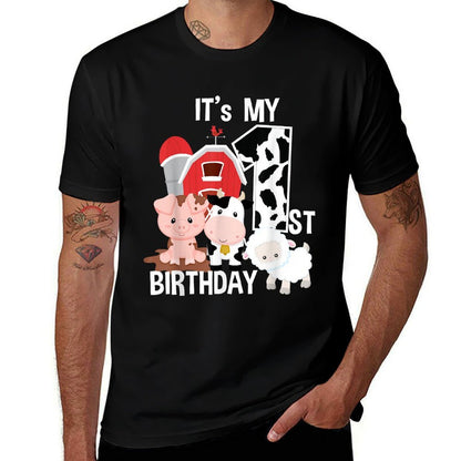 Farm Animals 1 Year Old It's My 1st Birthday Party  Lightweight T-Shirt