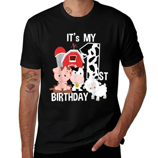 Farm Animals 1 Year Old It's My 1st Birthday Party  Lightweight T-Shirt