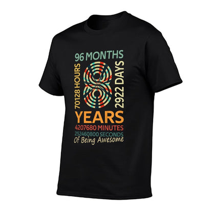 8th Birthday 8 Years Old Vintage Retro 96 Months  Heathered Texture T-Shirt