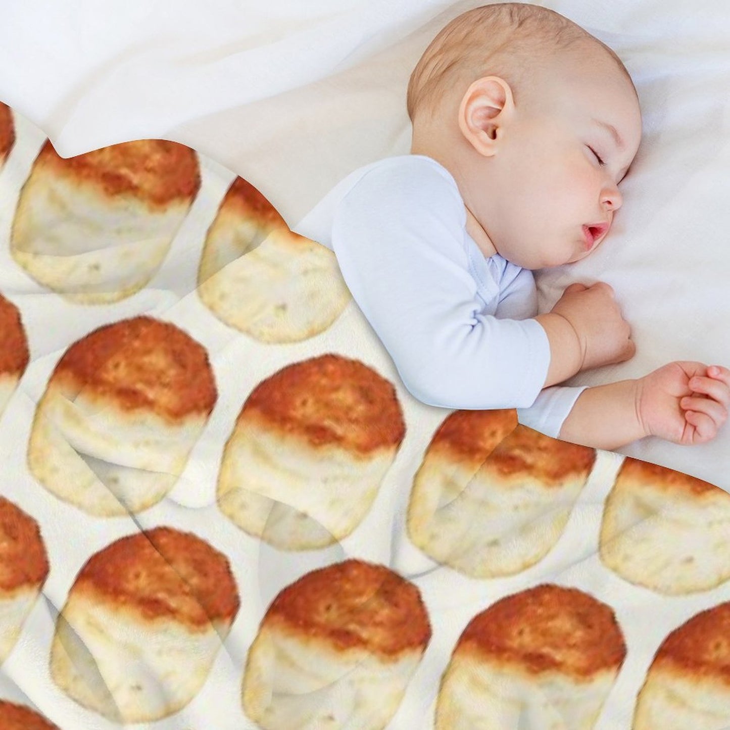 Biscuit Pattern - White Lightweight Throw Blanket