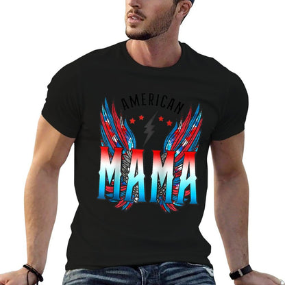 American Mama Retro Wings 4th Of Julys For Women Raglan Baseball  Slim-fit Cut T-Shirt