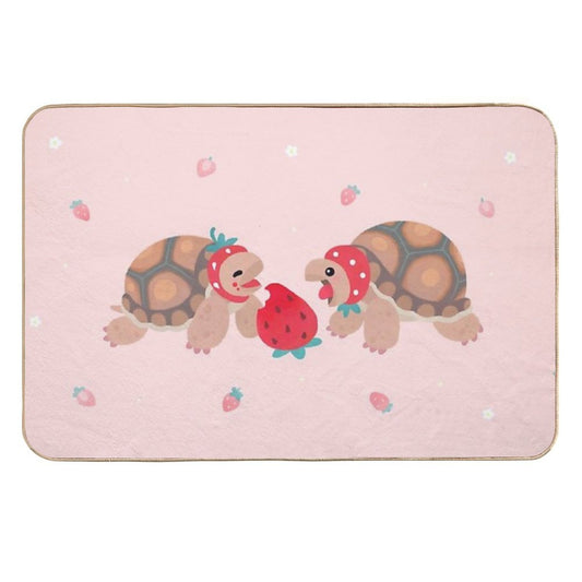 Tortoises Love Strawberries  Slip-Resistant Bath Mat
