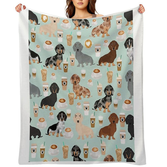 Dachshund Dog Cartoon Funny  Lunch Comfort Throw Blanket