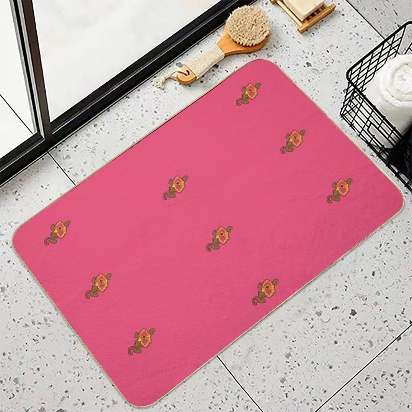 Floral Chest Flower Tattoo  Easy Maintenance Bath Mat