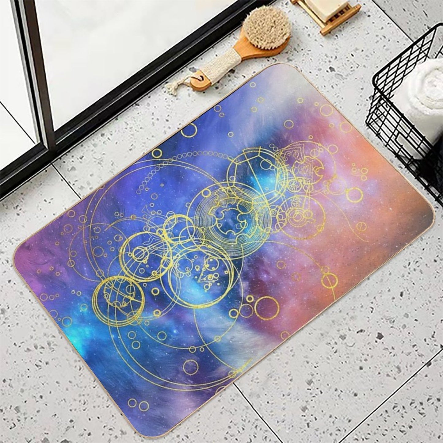 Time Lord Writing (vortex Hues)  Dirt-Trapping Bath Mat