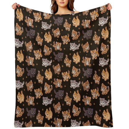 The Year of Big Cat Cubs - Dark All-season Throw Blanket